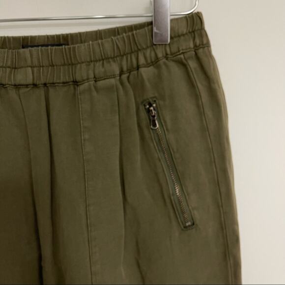 NWOT KAREN KANE Pants Army Green Stretch Waist Band Zipper Tencel Size Small - Picture 6 of 10